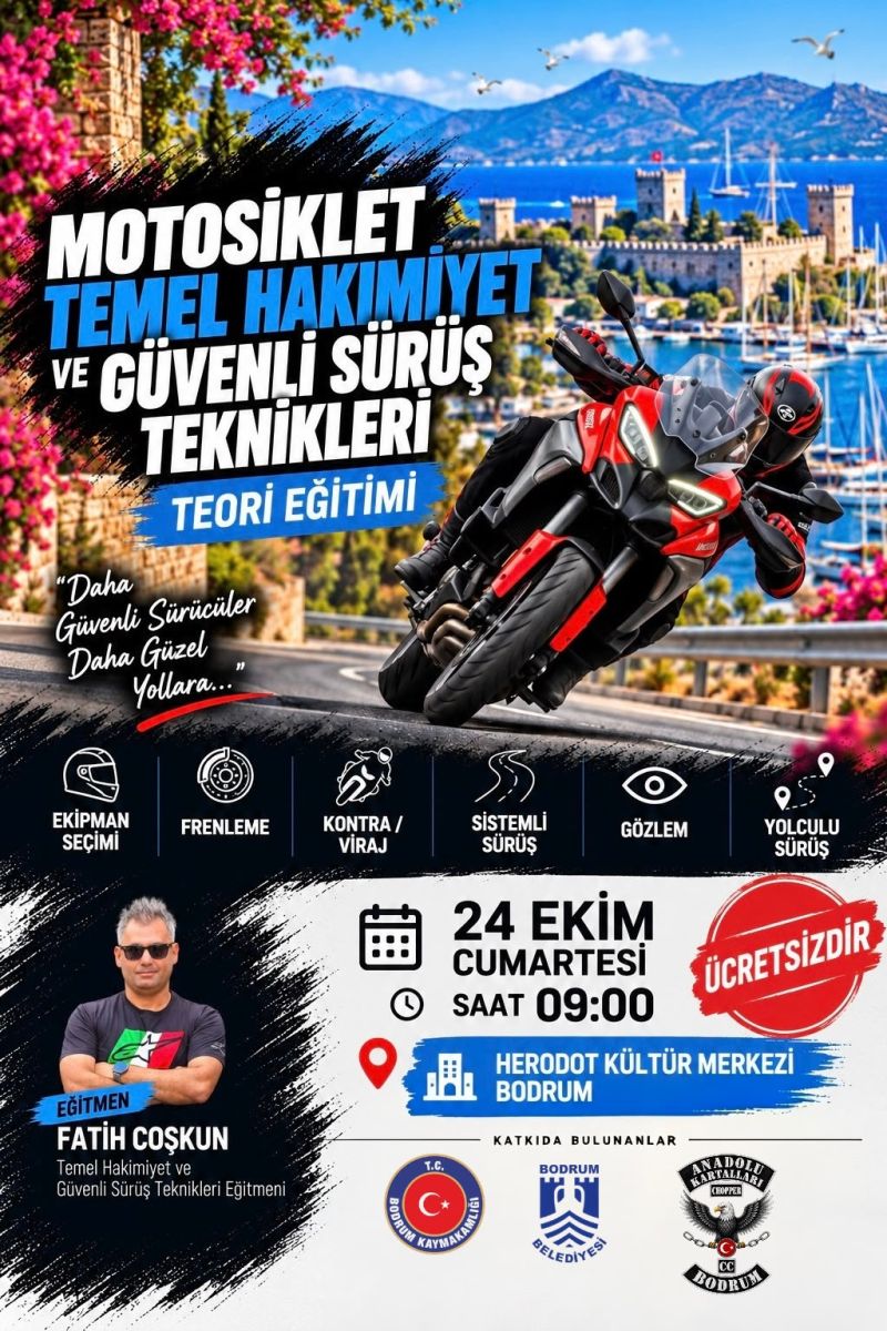 Bodrum’da Motosiklet Sürücülerine Ücretsiz Güvenli Sürüş Eğitimi