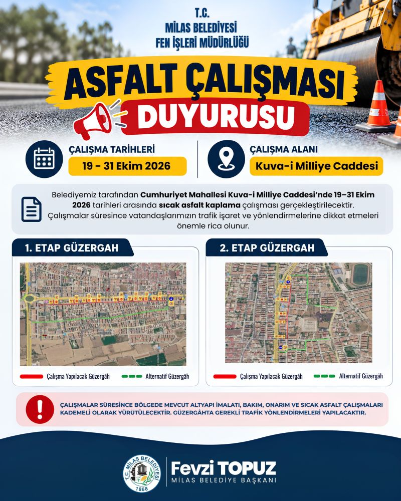 Milas Belediyesi’nden Asfalt Yenileme Çalışması